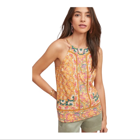 Anthropologie Tops - Anthropologie Akemi + Kin Embroidered Floral Halter Tank Top